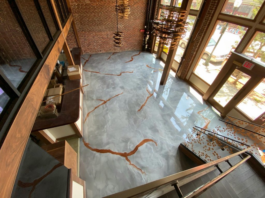 beautiful Silver and copper epoxy marble metallic flooring